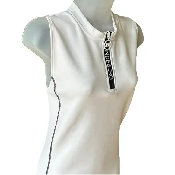 J.Lindeberg White Zane Golf Dress Women's Size Large White Mesh Racerback Sporty - Picture 5 of 13